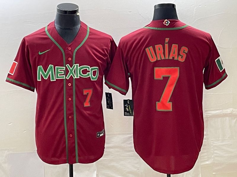 Men 2023 World Cub Mexico #7 Urias Red orange Nike MLB Jersey2->more jerseys->MLB Jersey